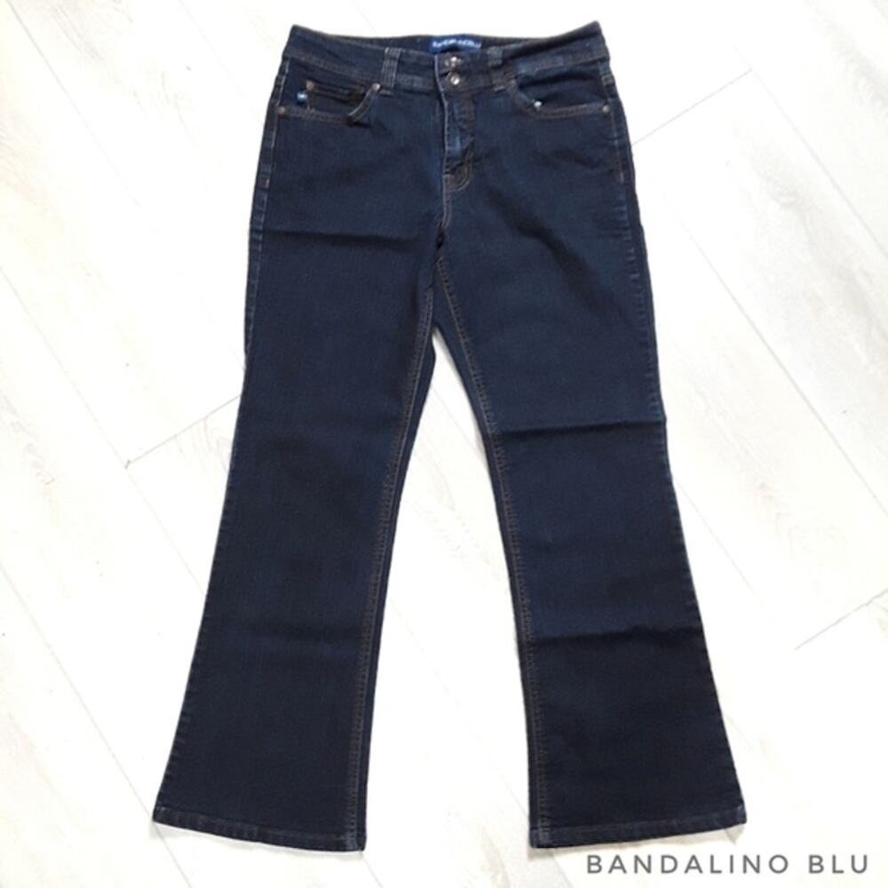 BANDOLINO BLU Dark Blue Boot Cut Jeans Size 10 Stretch Denim Coastal Country
